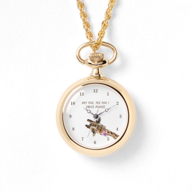 Funny Watch Gift met Playful Giraffe - Lach Horloge (Voorkant)