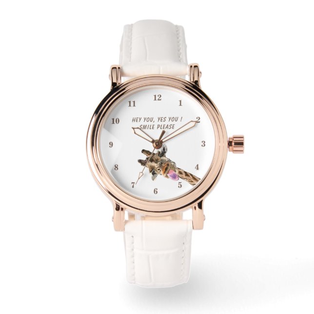 Funny Watch met Playful Giraffe - Smile Horloge (Voorkant)