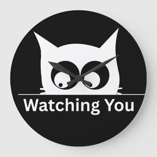 Funny Watching You Cat Cute Minimal Grote Klok (Voorkant)