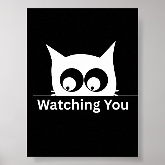Funny Watching You Cat Cute Minimal Poster (Voorkant)