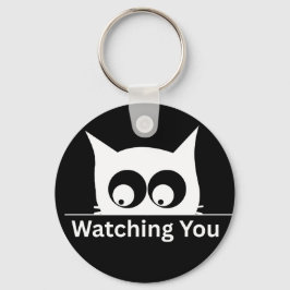 Funny Watching You Cat Cute Minimal Sleutelhanger