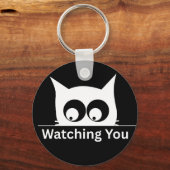 Funny Watching You Cat Cute Minimal Sleutelhanger (Voorkant)