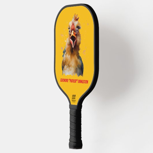 Funny Watercolor Chicken Personalized Pickleball Paddle (Links)