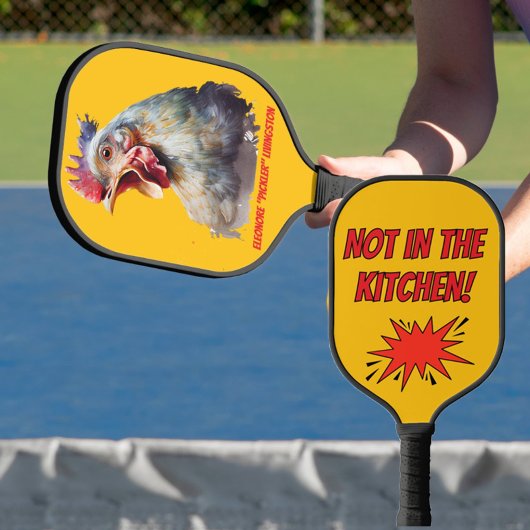 Funny Watercolor Chicken Personalized Pickleball Paddle