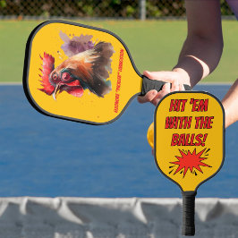 Funny Watercolor Chicken Personalized Pickleball Paddle