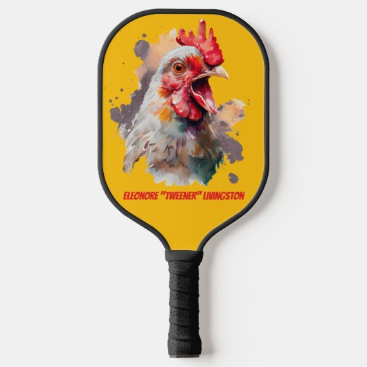 Funny Watercolor Chicken Personalized Pickleball Paddle (Voorkant)
