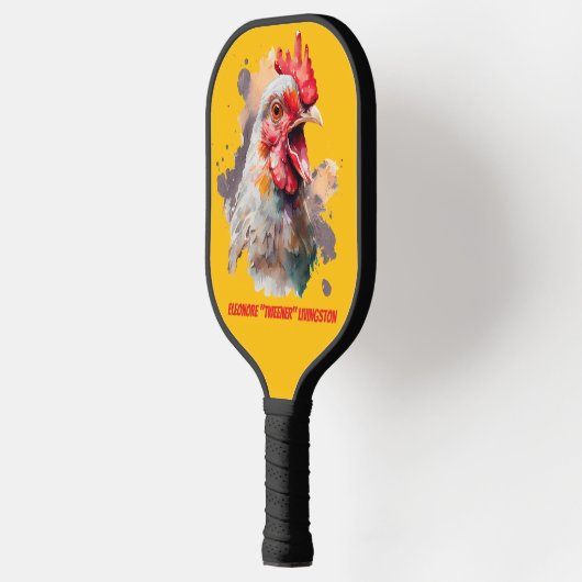 Funny Watercolor Chicken Personalized Pickleball Paddle (Links)