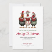 Funny watercolor chickens Christmas greeting card Feestdagenkaart (Voorkant)