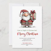 Funny watercolor Santa Christmas greeting card Feestdagenkaart (Voorkant)