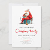Funny Watercolor Santa Claus Christmas Party  Kaart (Voorkant)