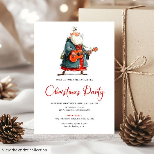 Funny Watercolor Santa Kids Christmas Invitation Kaart