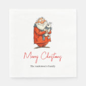Funny Watercolor Santa Personalized Party Napkins Servet (Voorkant)