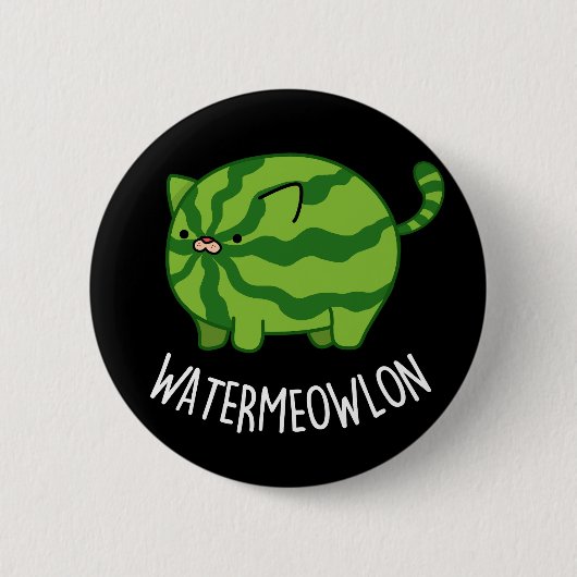 Funny Watermeloen Kat Pun Dark BG Ronde Button 5,7 Cm (Voorkant)