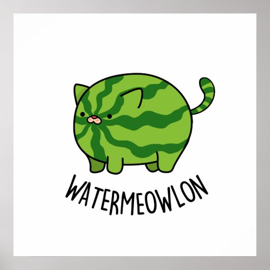 Funny Watermeloen Kat Pun Poster (Voorkant)