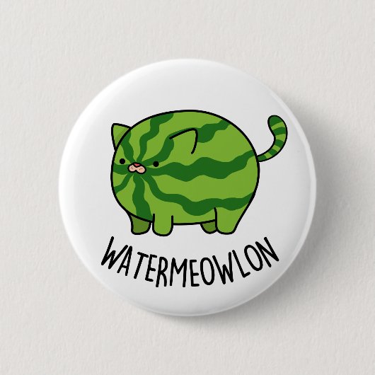 Funny Watermeloen Kat Pun Ronde Button 5,7 Cm (Voorkant)