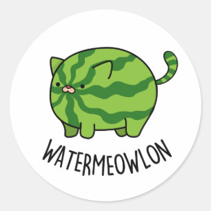 Funny Watermeloen Kat Pun Ronde Sticker