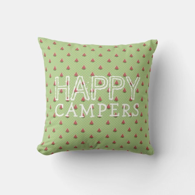 Funny Watermelon Green Polka Dots | Happy Campers Buitenkussen (Voorkant)