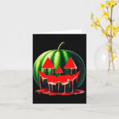 Funny Watermelon Jack O Lantern Soky Dripng Fruit  Kaart (Gele Bloem)