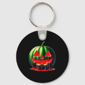 Funny Watermelon Jack O Lantern Soky Dripng Fruit  Sleutelhanger (Voorkant)