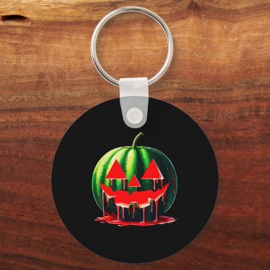 Funny Watermelon Jack O Lantern Soky Dripng Fruit Sleutelhanger (Voorkant)