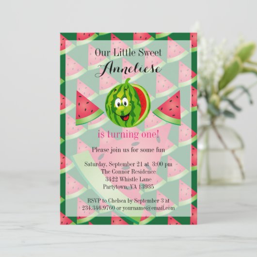 Funny Watermelon Kind 00e Verjaardag Kaart (Staand voorkant)