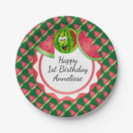 Funny Watermelon Kind Birthday Theme Papieren Bordje