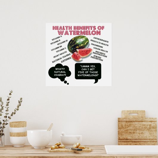 Funny Watermelon Man Viagra Joke Poster (Keuken)