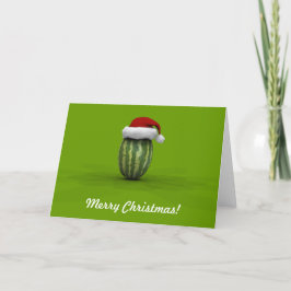 Funny Watermelon met Pet van de kerstman Feestdagen Kaart