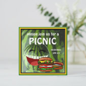 Funny Watermelon Picnic Uitnodiging (Staand voorkant)