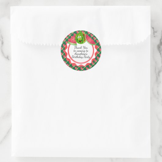 Funny Watermelon Ronde Sticker (Tas)