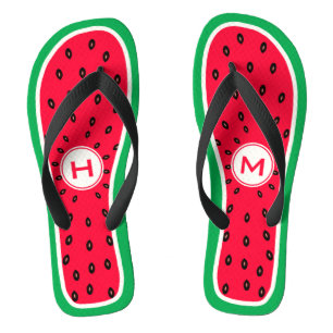 Funny Watermelon Slice met gepersonaliseerd monogr Teenslippers