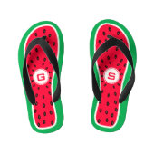 Funny Watermelon Slice Monogrammed Design Kinder Teenslippers (Voetbed)
