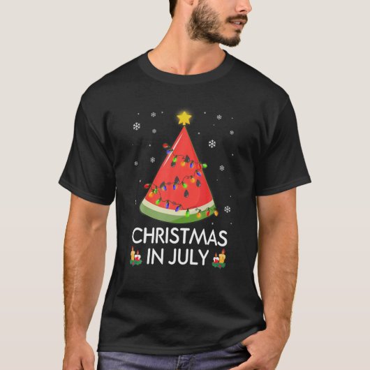 Funny Watermelon Tree Kerstmis verlicht de kerstma T-shirt (Voorkant)