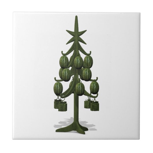 Funny Watermeloons kerstboom Tegeltje (Voorkant)