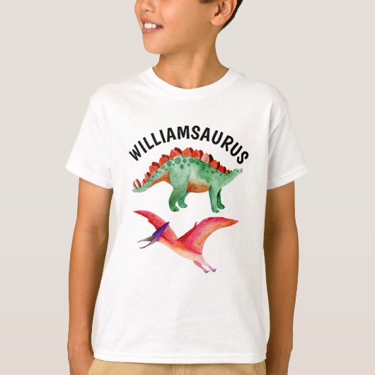 Funny Waterverf Dinosaur Persoonlijke naam T-shirt (Voorkant)