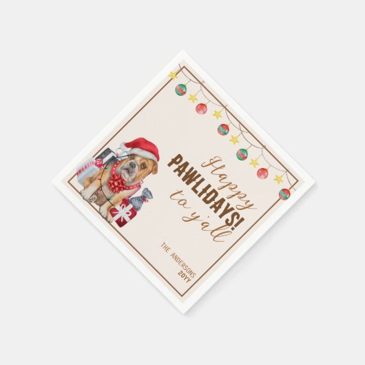 Funny Waterverf Dogs Chrismtas Party Paper Napkin Servet (Hoek)