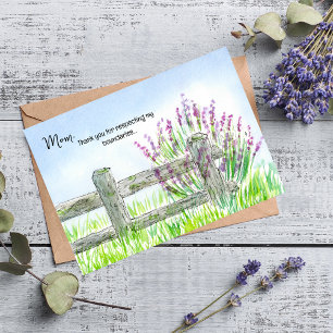 Funny Waterverf Fence with Lavender Moederdag Kaart