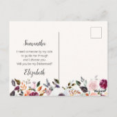 Funny Waterverf Floral Bridesmaid Voorstel Kaart (Achterkant)