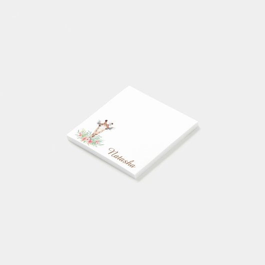 Funny Waterverf Giraffe Waterverf Floral Post-it® Notes (Schuin)