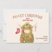 Funny Waterverf Highland Koe kerst Feestdagenkaart (Voorkant)
