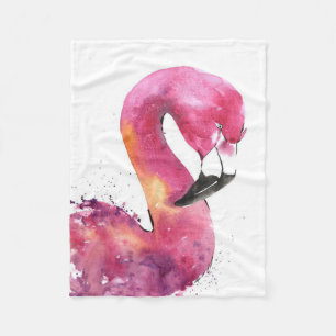 Funny Waterverf Pink Flamingo Gifts Lover Fleece Deken
