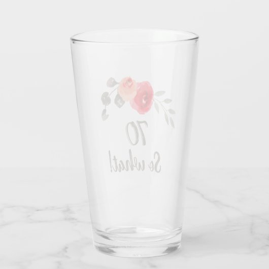 Funny Waterverf Red Rose 70th Birthday Floral Glas (Achterkant)