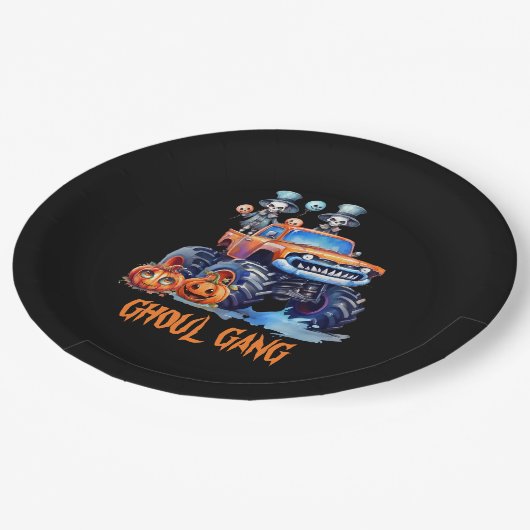 Funny Waterverf Skeletons Ghoul Gang Halloween Papieren Bordje (Gekanteld)