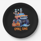 Funny Waterverf Skeletons Ghoul Gang Halloween Papieren Bordje (Voorkant)