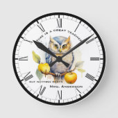 Funny Waterverf Uil Teacher Ronde Klok (Voorkant)