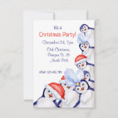 Funny Waterverf van de Kerst Penguins Kaart (Voorkant)