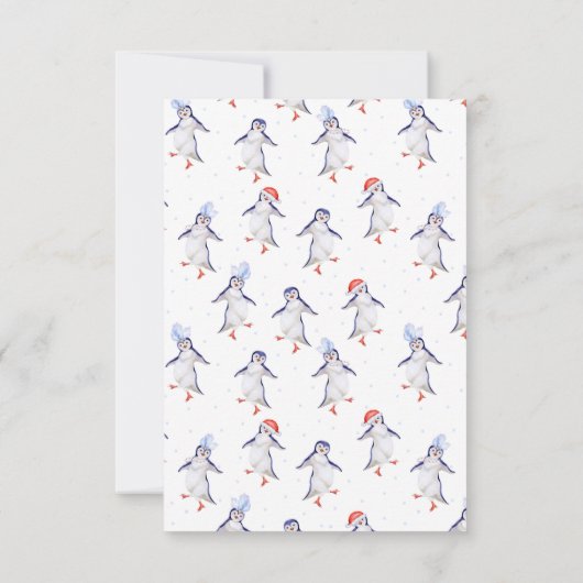 Funny Waterverf van de Kerst Penguins Kaart (Achterkant)