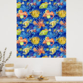 Funny waterverf vis poster (Keuken)