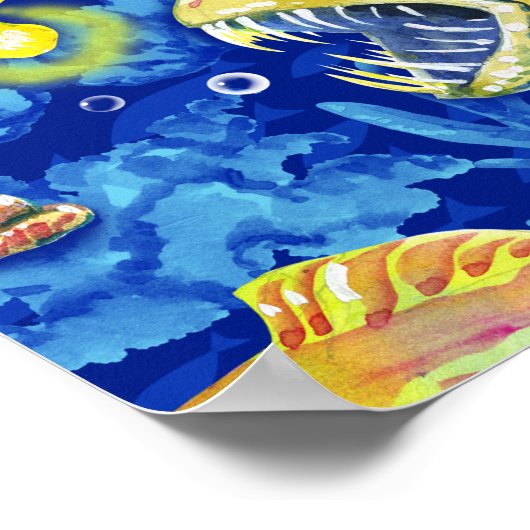 Funny waterverf vis poster (Hoek)