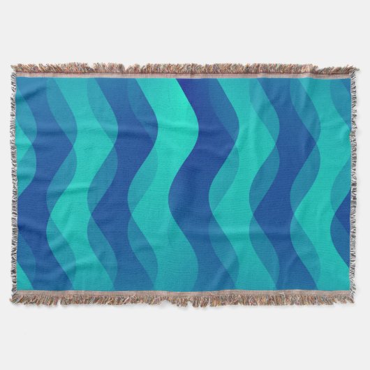 Funny Waves blue cyan + jouw idee Deken (Voorkant)